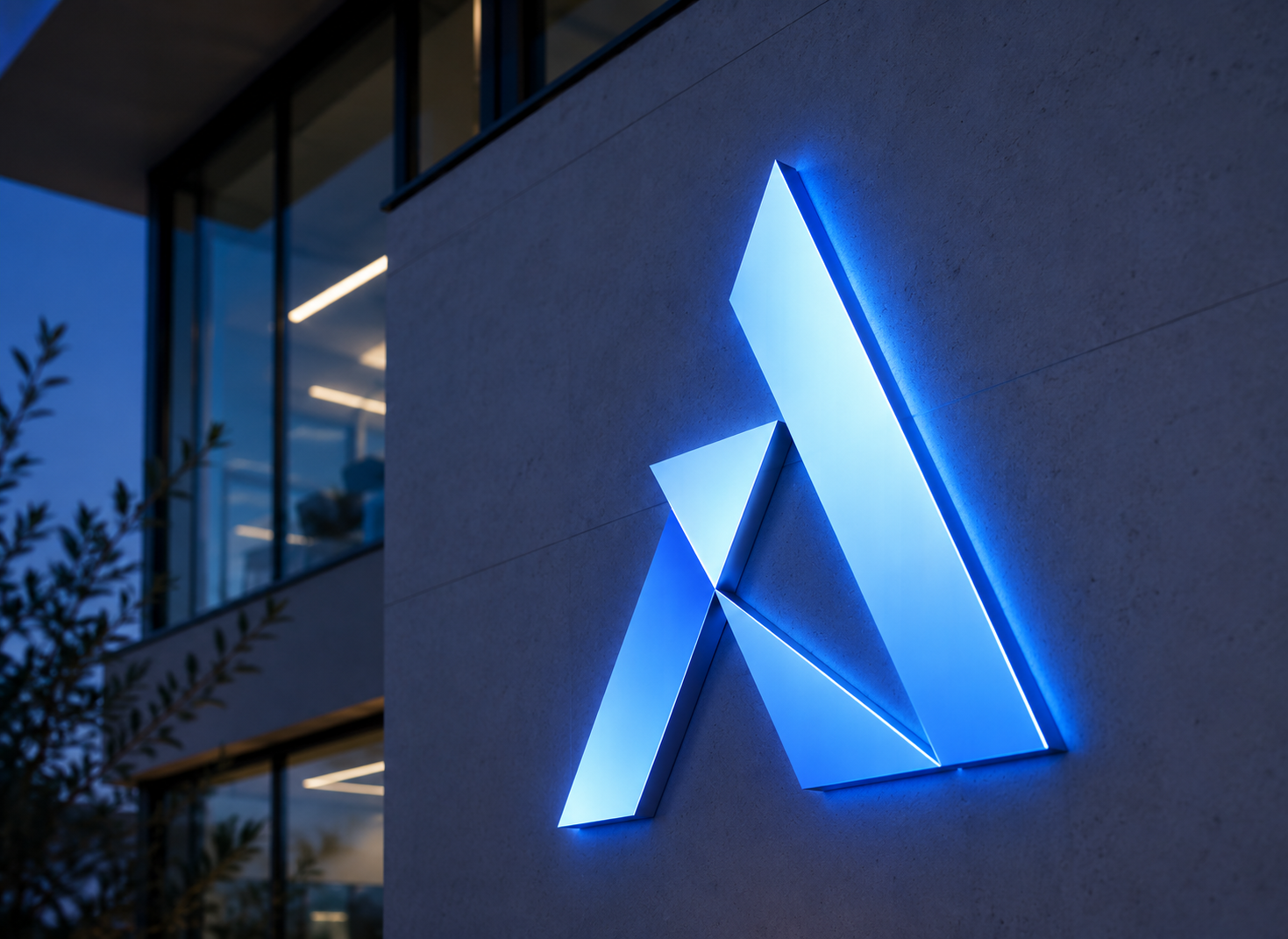 Le monogramme d'Axionis Solutions sur la façade du siège à Sophia Antipolis